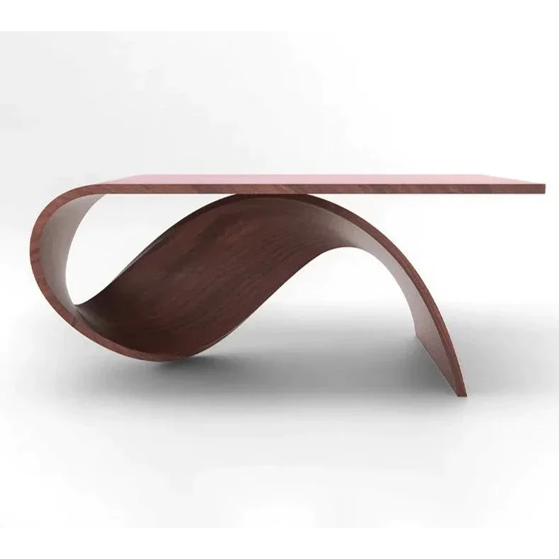 Modern Sculptural Coffee Table in Curved Wood Design | Luxury Office Dining