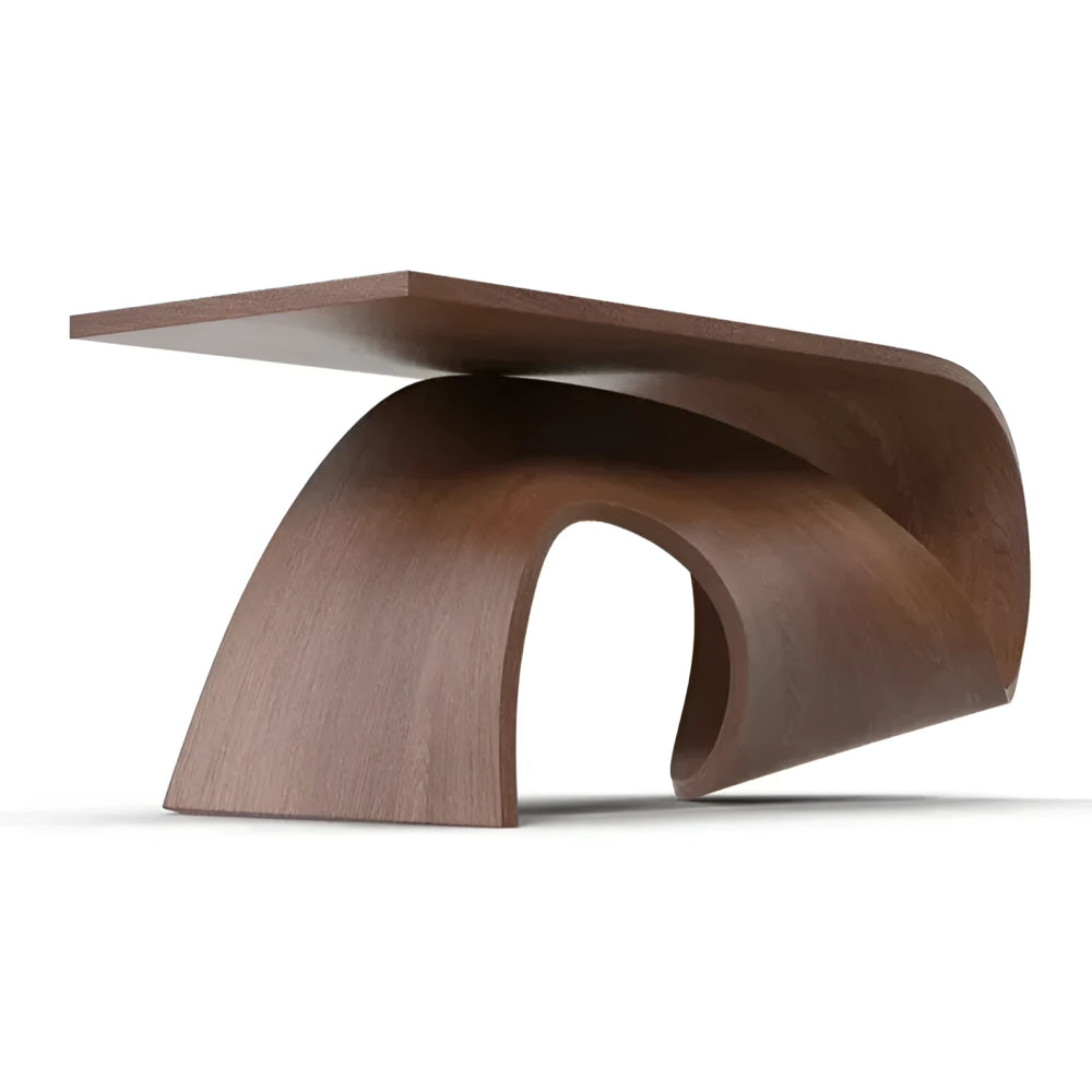 Modern Sculptural Coffee Table in Curved Wood Design | Luxury Office Dining
