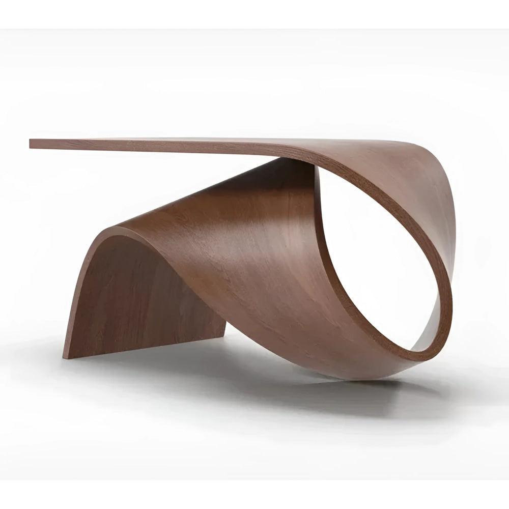 Modern Sculptural Coffee Table in Curved Wood Design | Luxury Office Dining