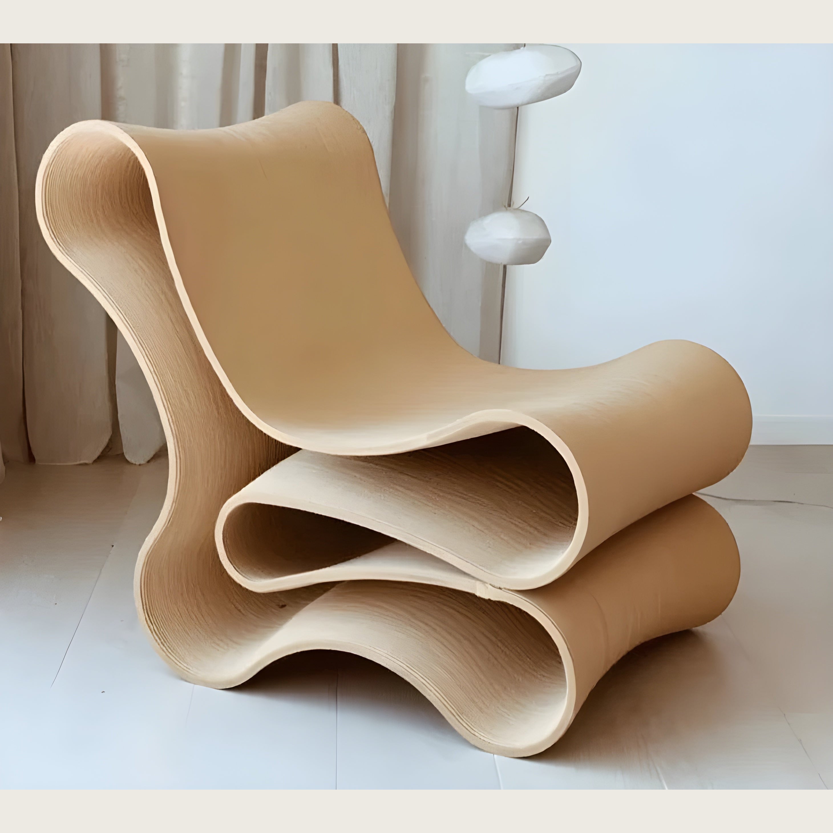 Sculptural Plywood Lounge Chair – Modern Curved Accent Seating | Luxury Interiors