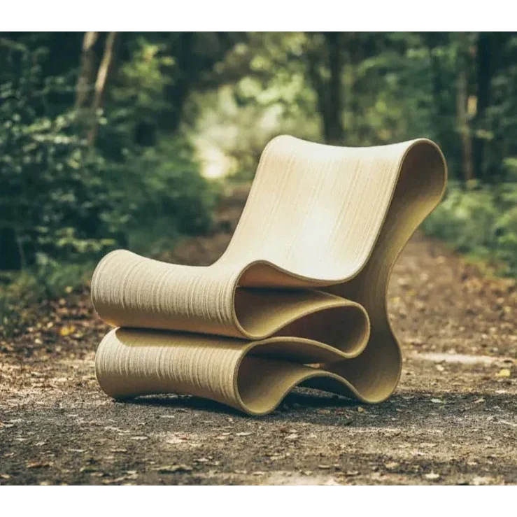 Sculptural Plywood Lounge Chair – Modern Curved Accent Seating | Luxury Interiors