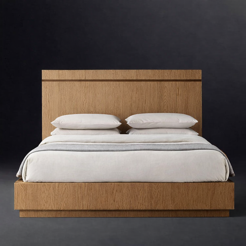 The Skarn Platform Wood Bed | Solid Natural Oak