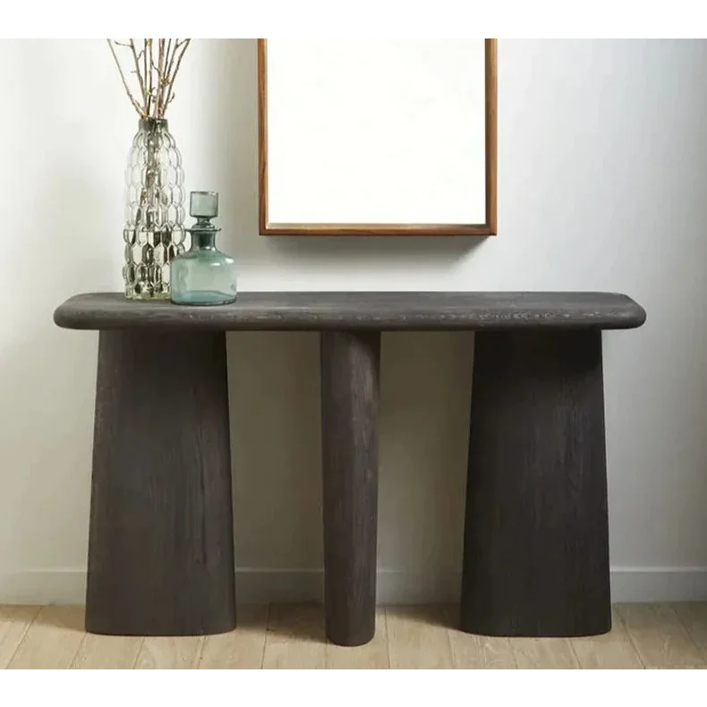 Solid Wood Console Table – Luxury Black Oak Entryway Statement | Japandi Interiors
