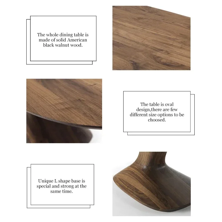 Solid Wood Modern Dining Table with Sculptural Pedestal Base – Rectangular Walnut Finish 8-10 Seater