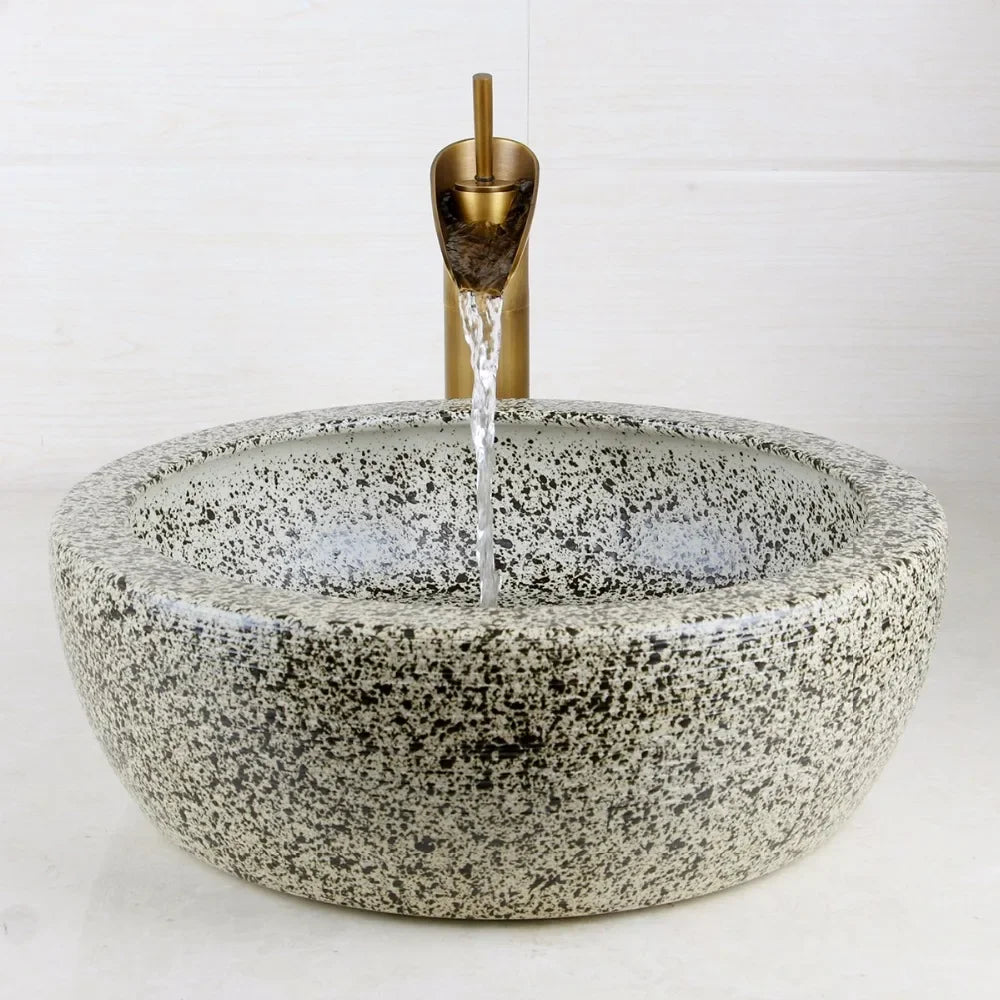 Speckled Stone Vessel Sink for Modern Bathrooms | Luxury