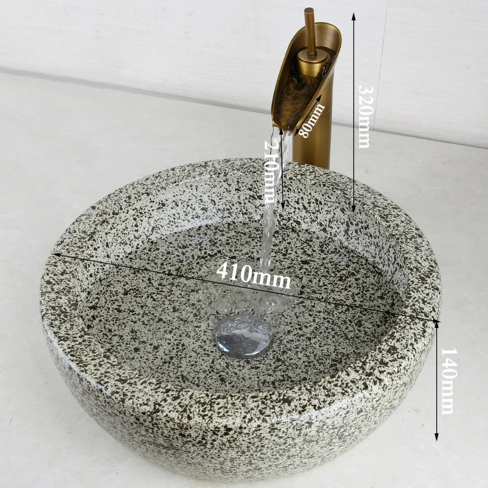 Speckled Stone Vessel Sink for Modern Bathrooms | Luxury