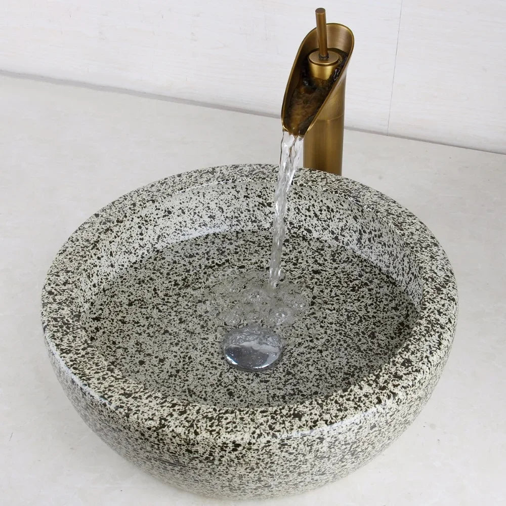 Speckled Stone Vessel Sink for Modern Bathrooms | Luxury