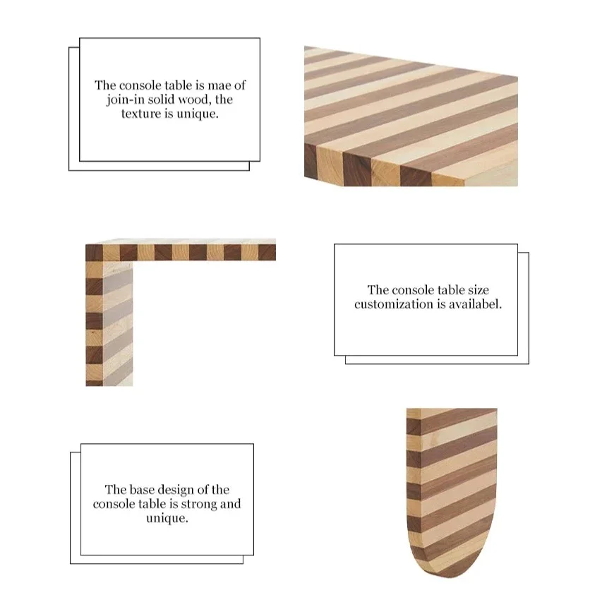 Mid-century Modern Solid Wood Console Table – Striped Minimalist Design for Entryway or living room