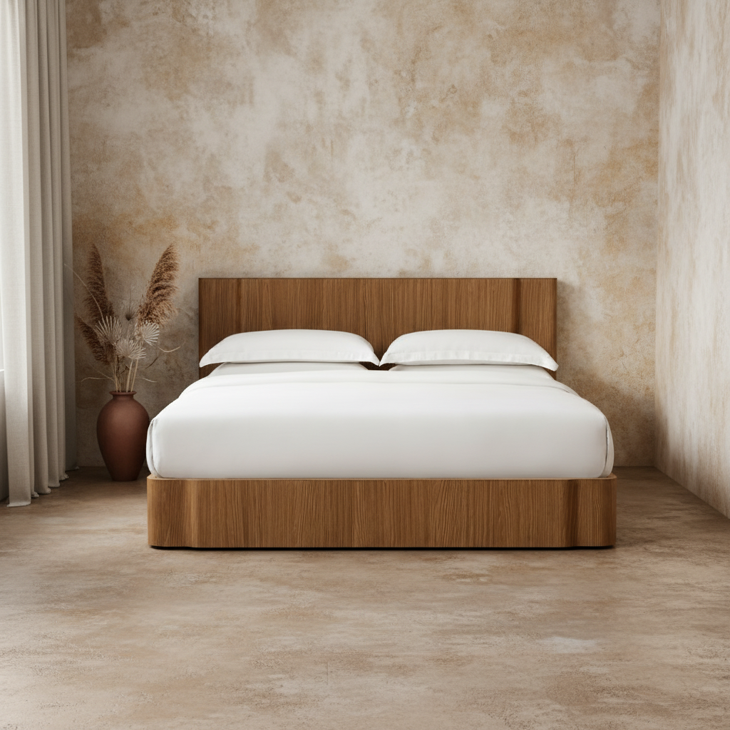 The Sundro Panel Bed | Solid European Oak