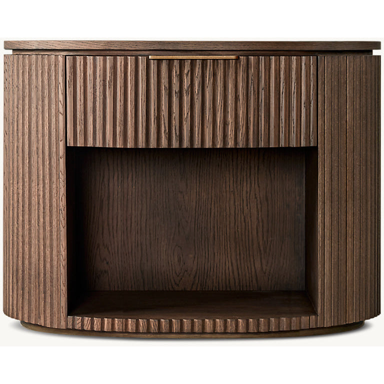 The Aurelio ’Atrium’ Open Nightstand | Solid Fluted Oak & Gallery Tier - Nightstands