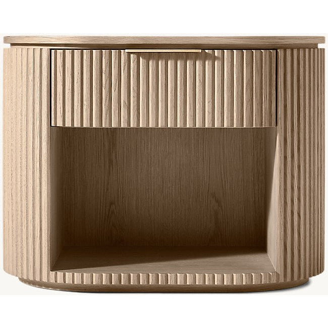 The Aurelio ’Atrium’ Open Nightstand | Solid Fluted Oak & Gallery Tier - Nightstands