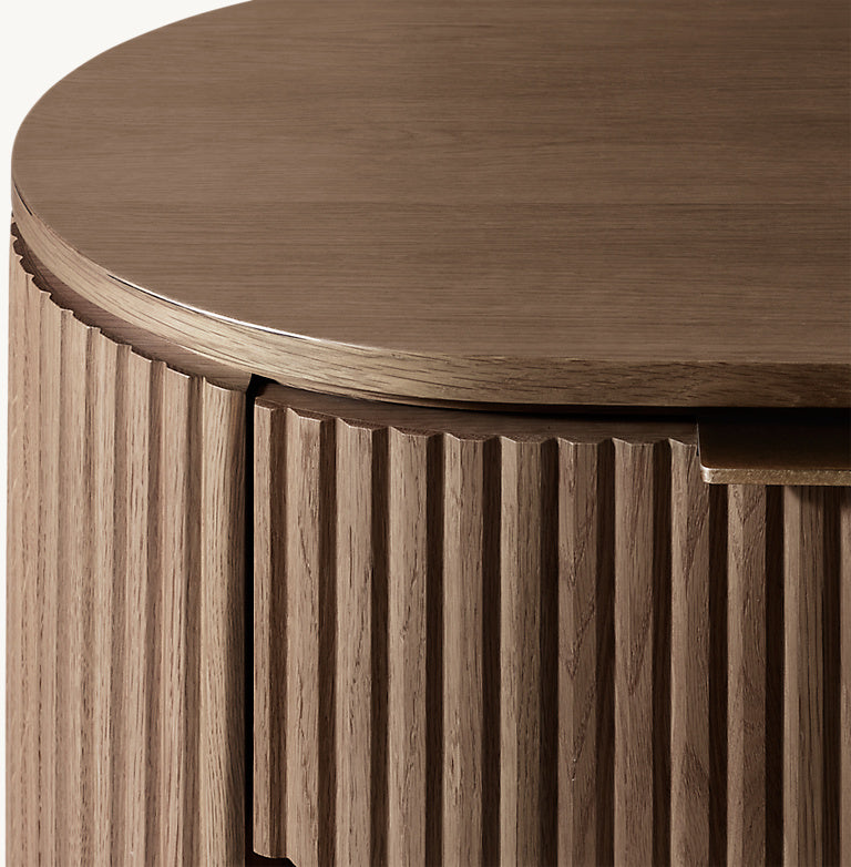 The Aurelio ’Atrium’ Open Nightstand | Solid Fluted Oak & Gallery Tier - Nightstands