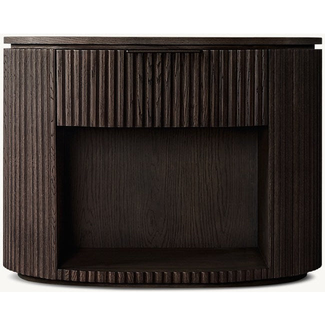 The Aurelio ’Atrium’ Open Nightstand | Solid Fluted Oak & Gallery Tier - Nightstands