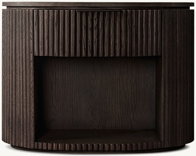 The Aurelio ’Atrium’ Open Nightstand | Solid Fluted Oak & Gallery Tier - Nightstands