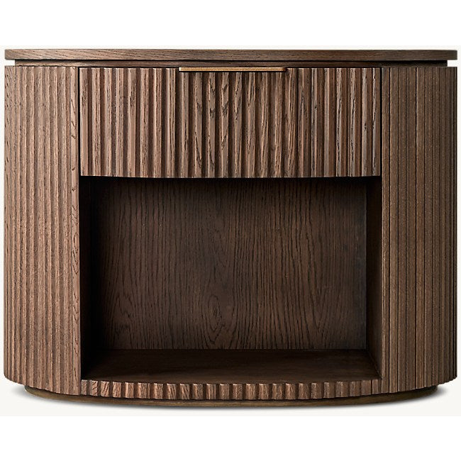 The Aurelio ’Atrium’ Open Nightstand | Solid Fluted Oak & Gallery Tier - Nightstands