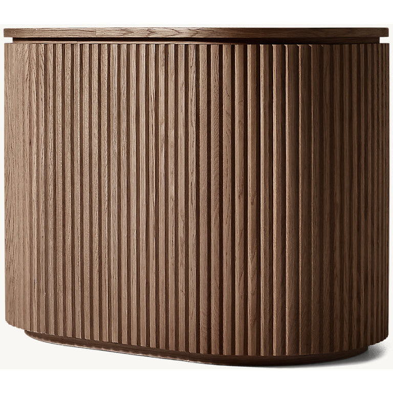 The Aurelio ’Atrium’ Open Nightstand | Solid Fluted Oak & Gallery Tier - Nightstands