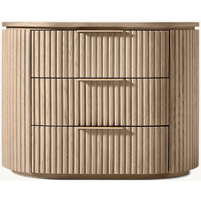 The Aurelio Fluted Oak Nightstand | Solid Hand-Carved Collection - 20’’ / Fluted White Oak - Nightstands