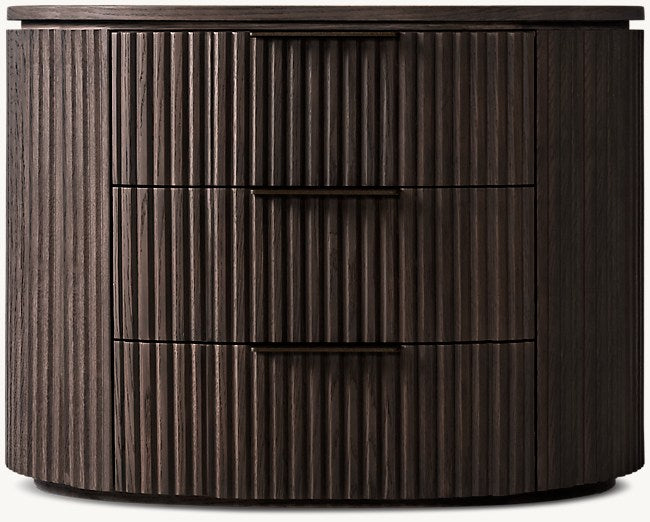The Aurelio Fluted Oak Nightstand | Solid Hand-Carved Collection - 20’’ / Fluted black oak - Nightstands
