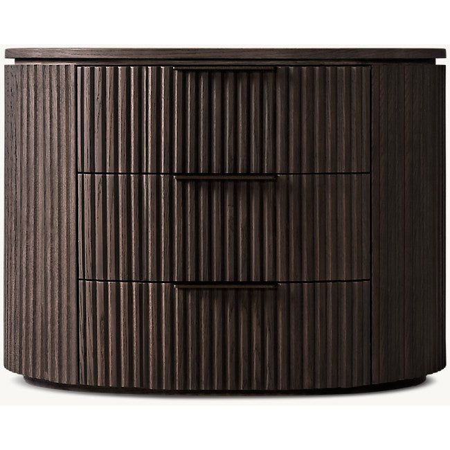 The Aurelio Fluted Oak Nightstand | Solid Hand-Carved Collection - 20’’ / Fluted black oak - Nightstands