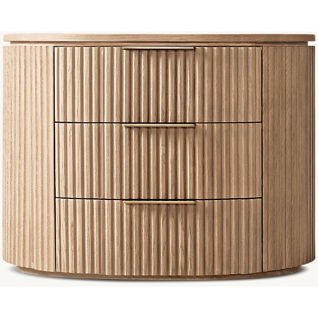 The Aurelio Fluted Oak Nightstand | Solid Hand-Carved Collection - 20’’ / Fluted light oak - Nightstands