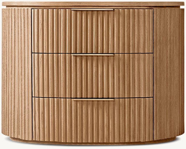 The Aurelio Fluted Oak Nightstand | Solid Hand-Carved Collection - 20’’ / Fluted natural oak - Nightstands