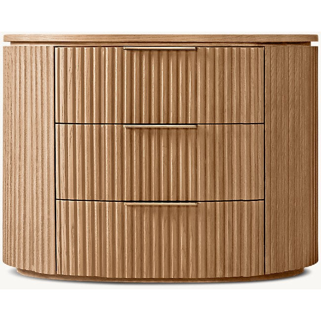 The Aurelio Fluted Oak Nightstand | Solid Hand-Carved Collection - 20’’ / Fluted natural oak - Nightstands