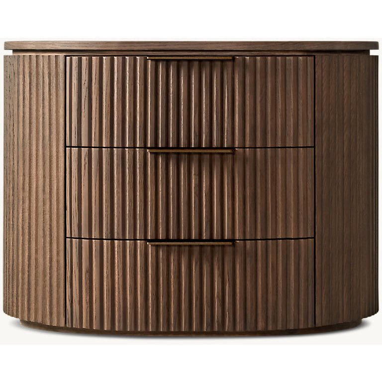 The Aurelio Fluted Oak Nightstand | Solid Hand-Carved Collection - Nightstands