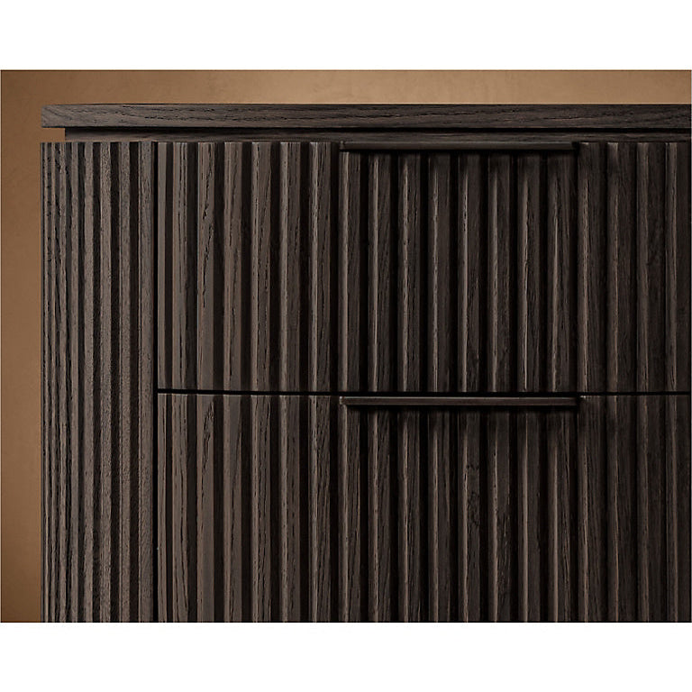 The Aurelio Fluted Oak Nightstand | Solid Hand-Carved Collection - Nightstands