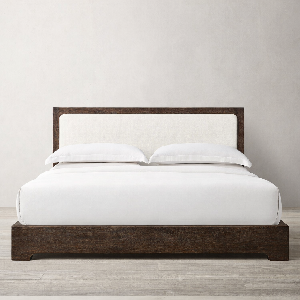 The Borvik Platform Bed | Solid Oak & Walnut Finish