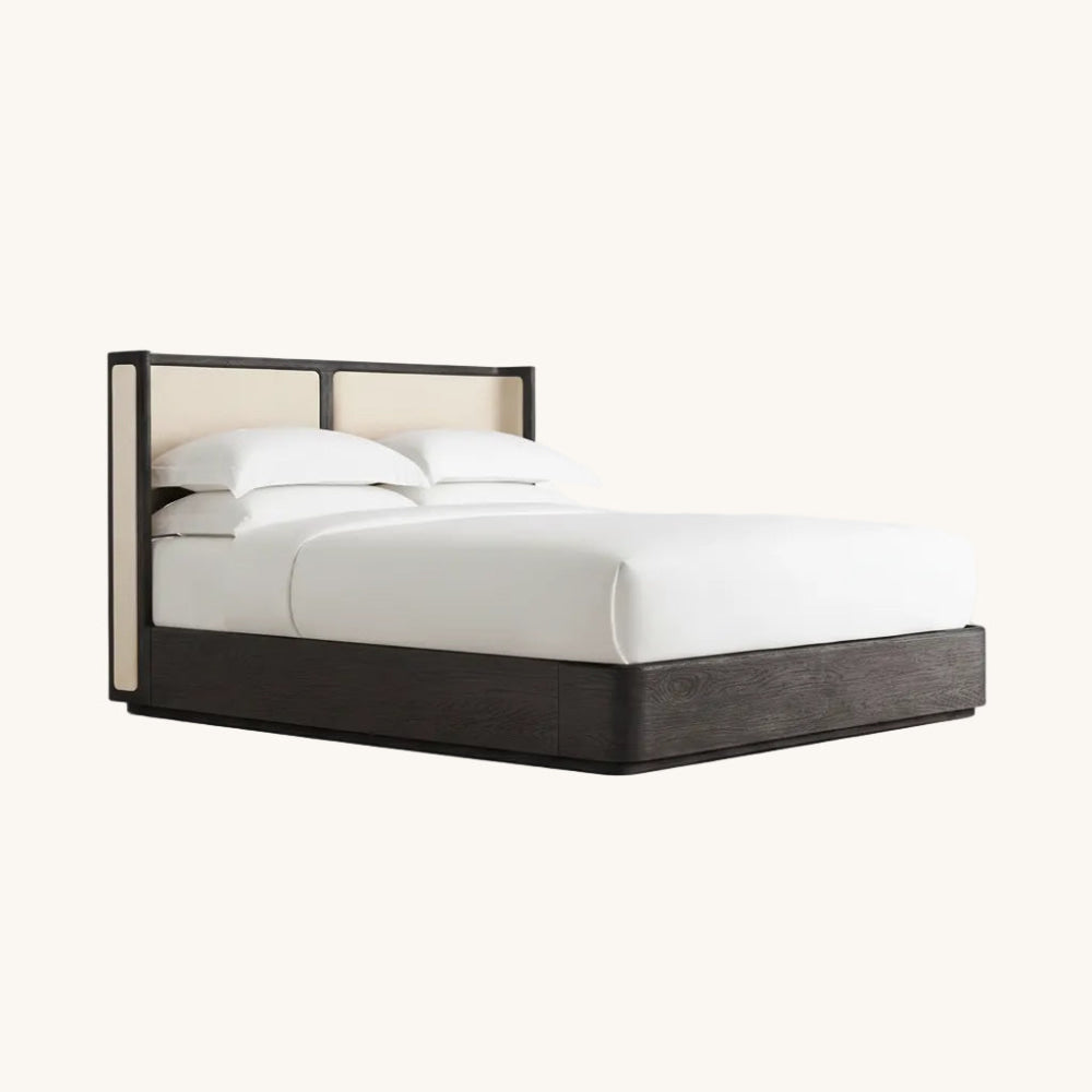 Dark Walnut Fluted Oak Platform Bed | HLMlgd9 - Beds