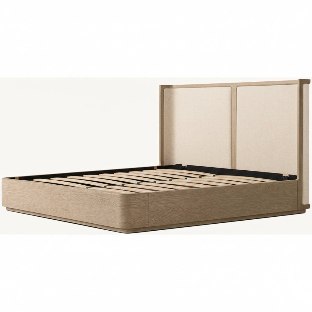 Dark Walnut Fluted Oak Platform Bed | HLMlgd9 - Beds