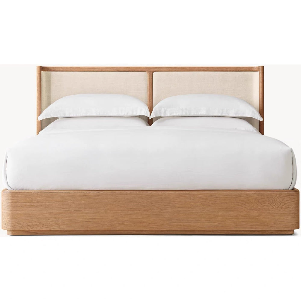 Dark Walnut Fluted Oak Platform Bed | HLMlgd9 - Beds