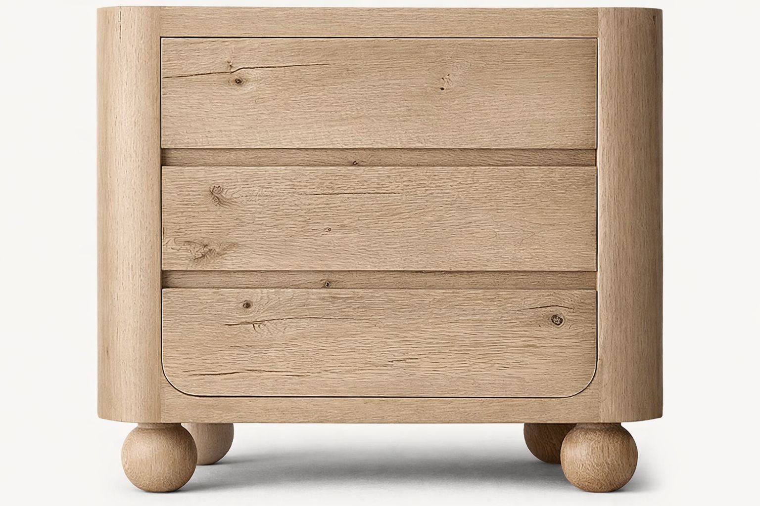 The Orbital Open Nightstand | Solid Oak & Three Drawers - Nightstands