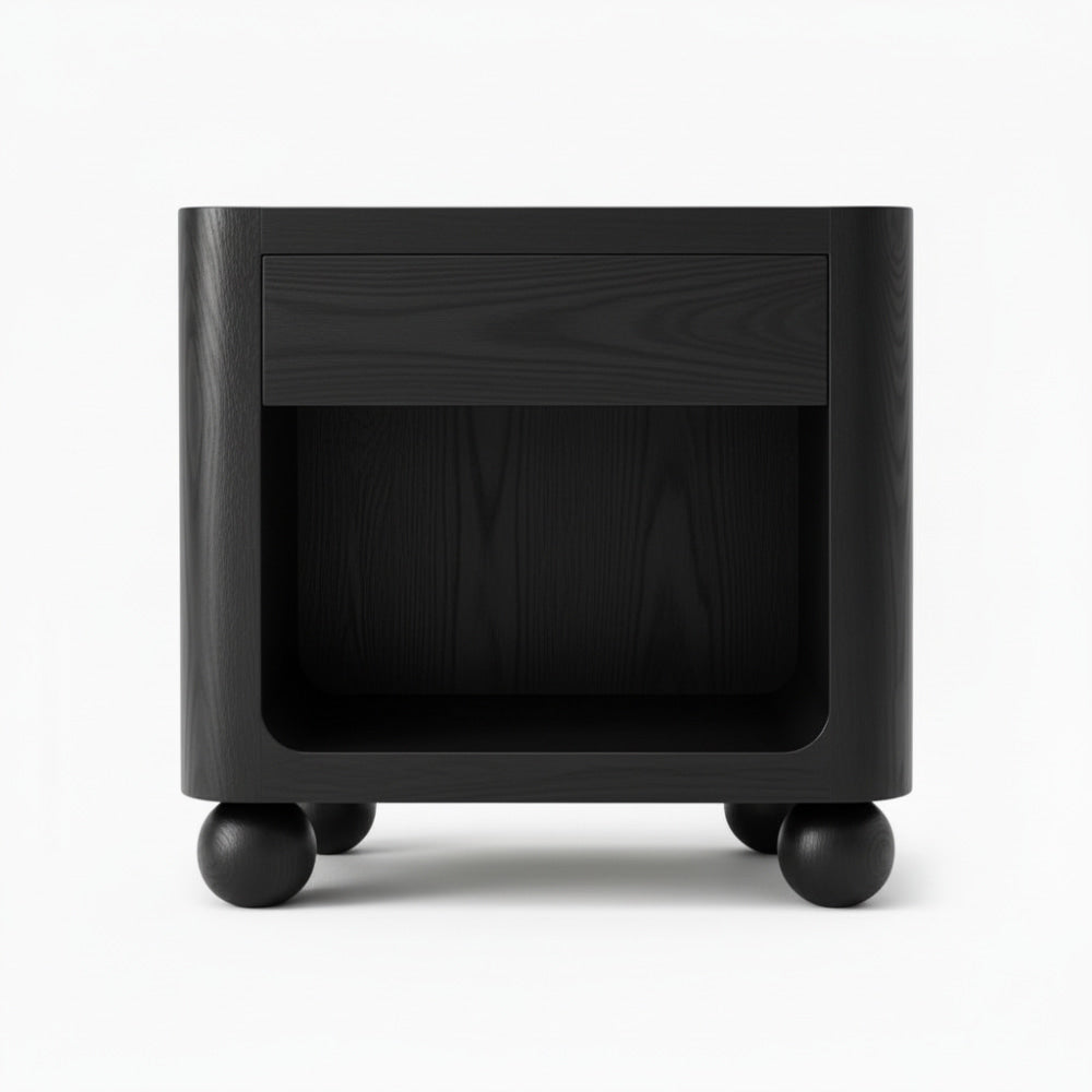 The Orbital Open Nightstand | Solid Oak & Single Drawer - Black oak / 20’’ - Nightstands