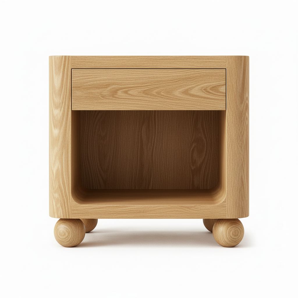 The Orbital Open Nightstand | Solid Oak & Single Drawer - Light oak / 20’’ - Nightstands