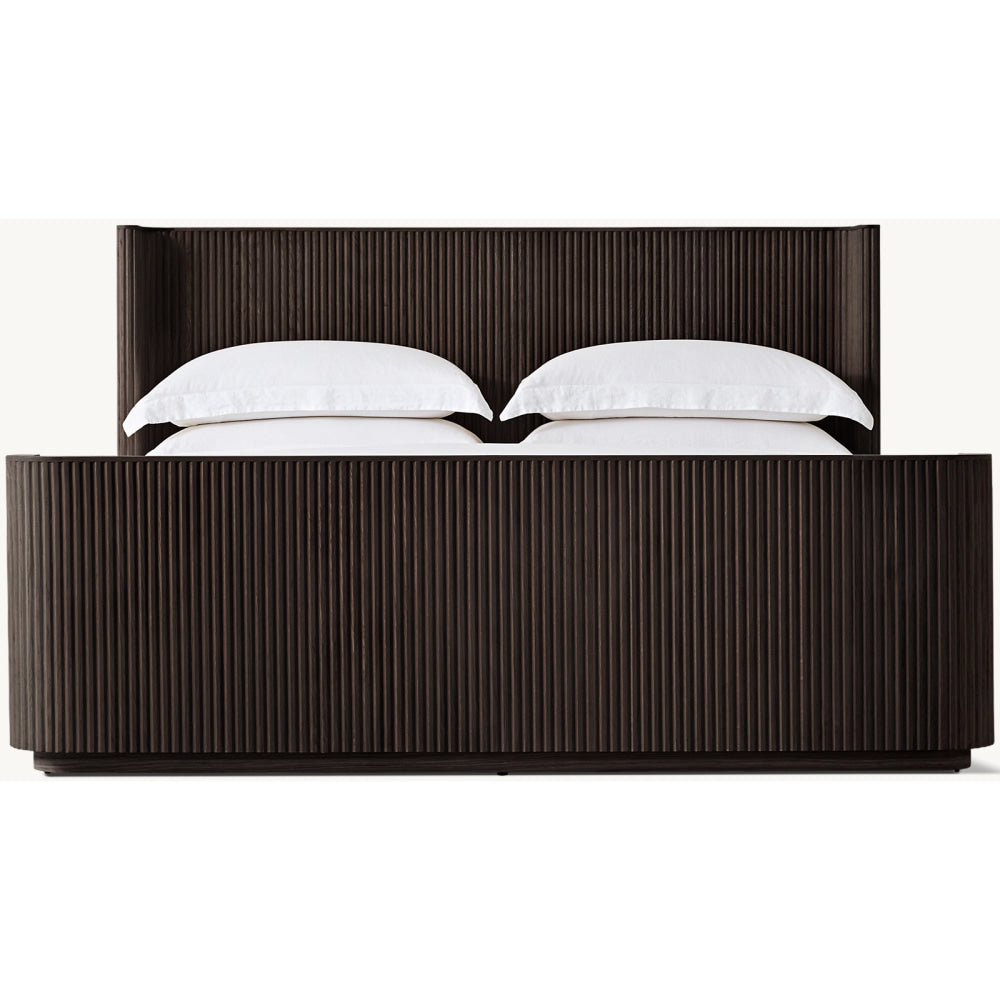 The Rilva Fluted Bed | Black Reeded Oak