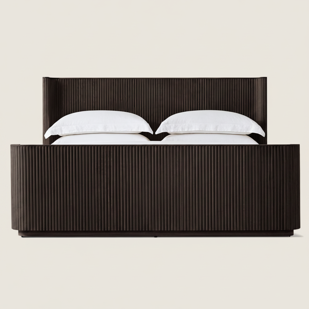 The Rilva Fluted Bed | Black Reeded Oak