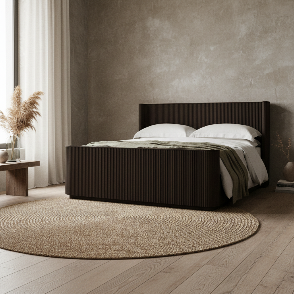 The Rilva Fluted Bed | Black Reeded Oak
