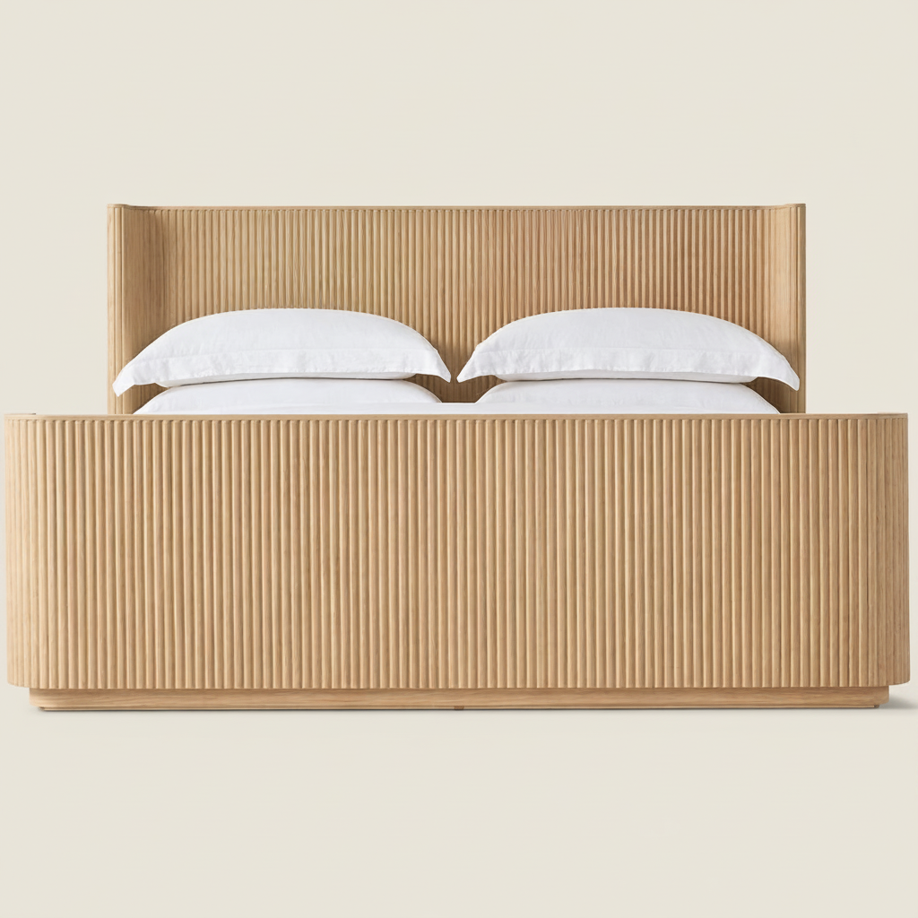 The Rilva Fluted Bed | Light Reeded Oak