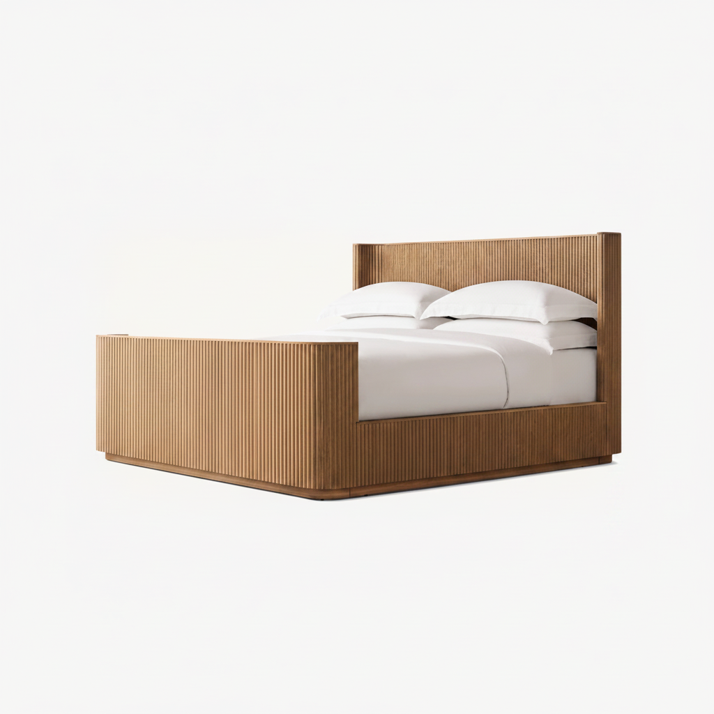 The Rilva Fluted Bed | Natural Reeded Oak