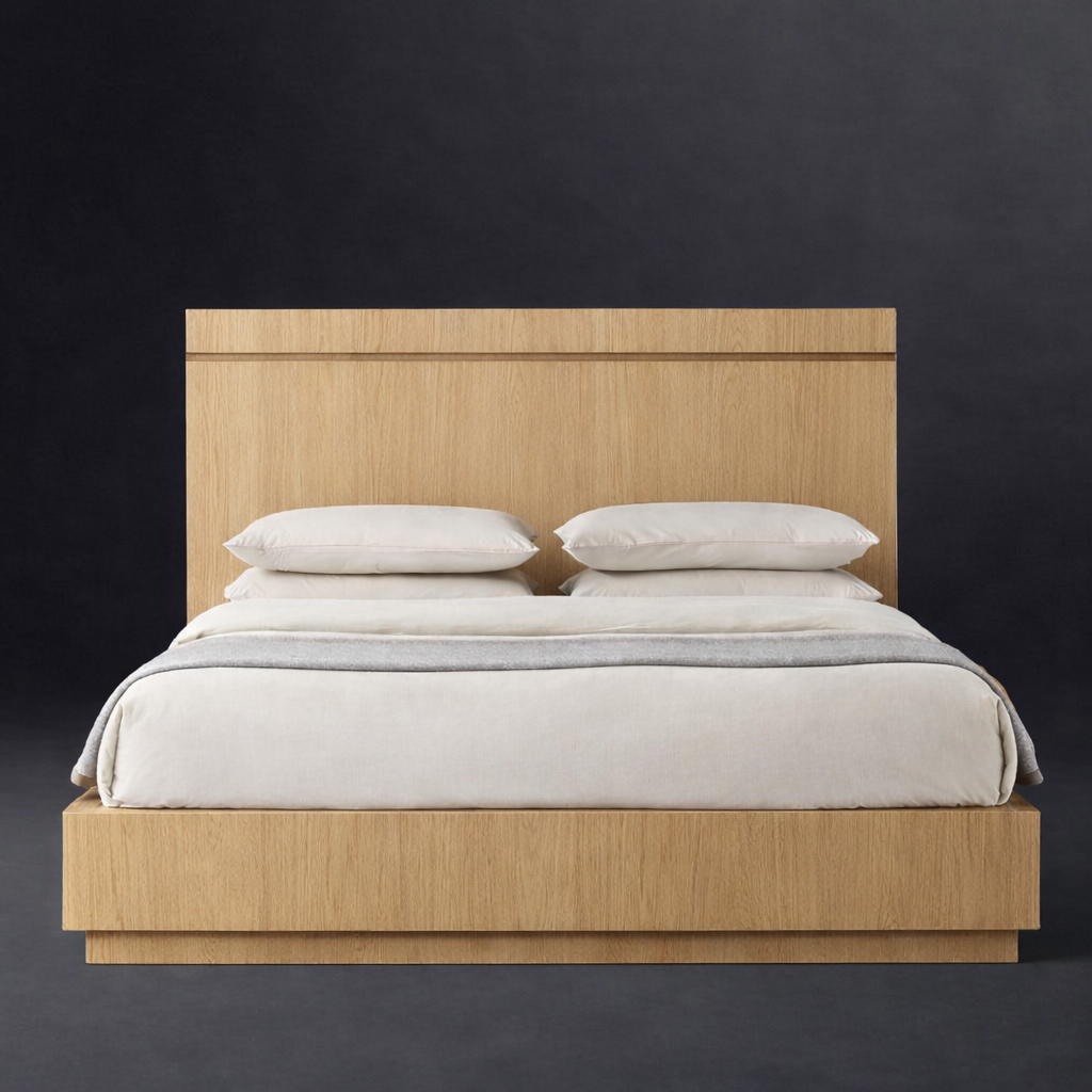 The Skarn Platform Wood Bed | Solid Light Oak