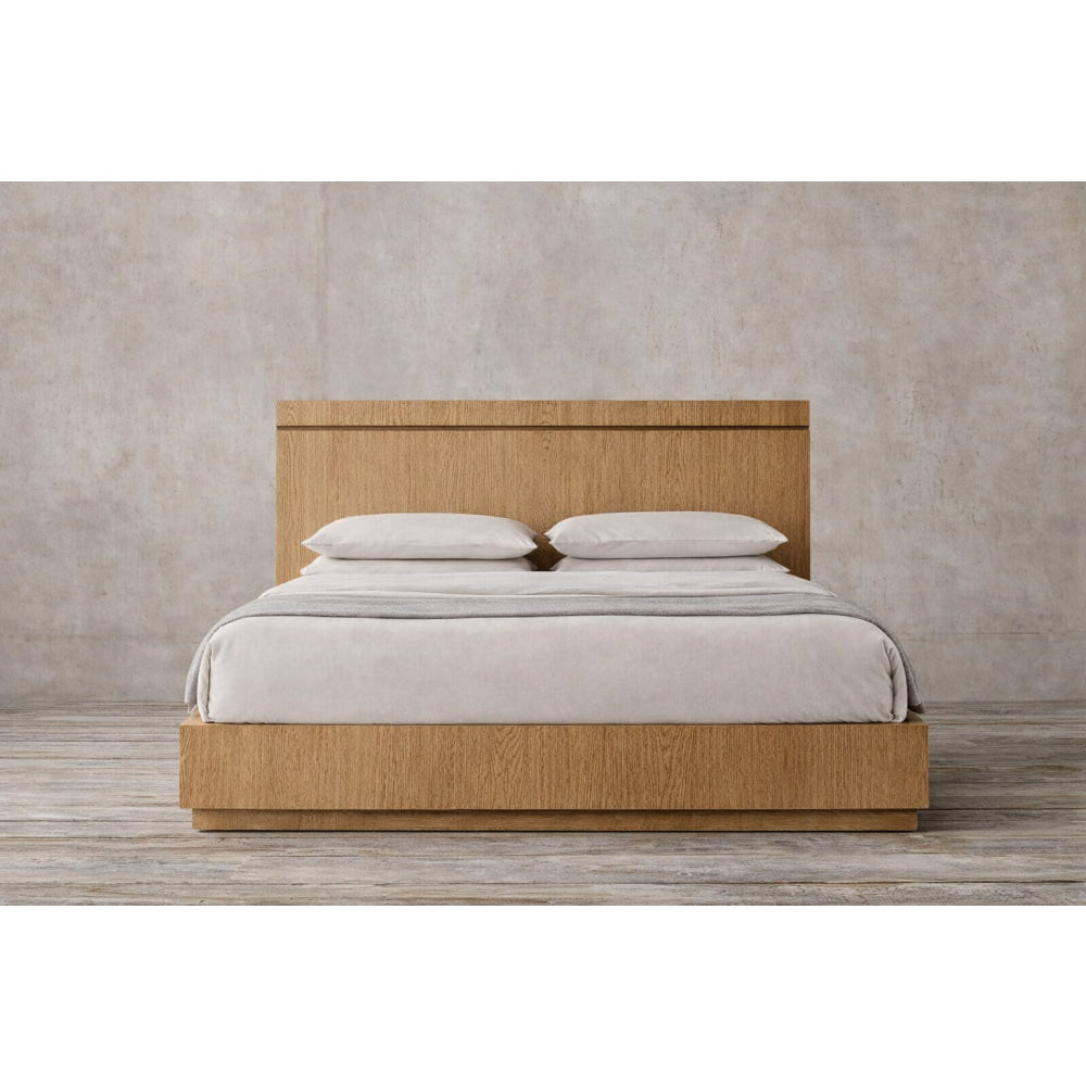 The Skarn Platform Wood Bed | Solid Natural Oak - Beds