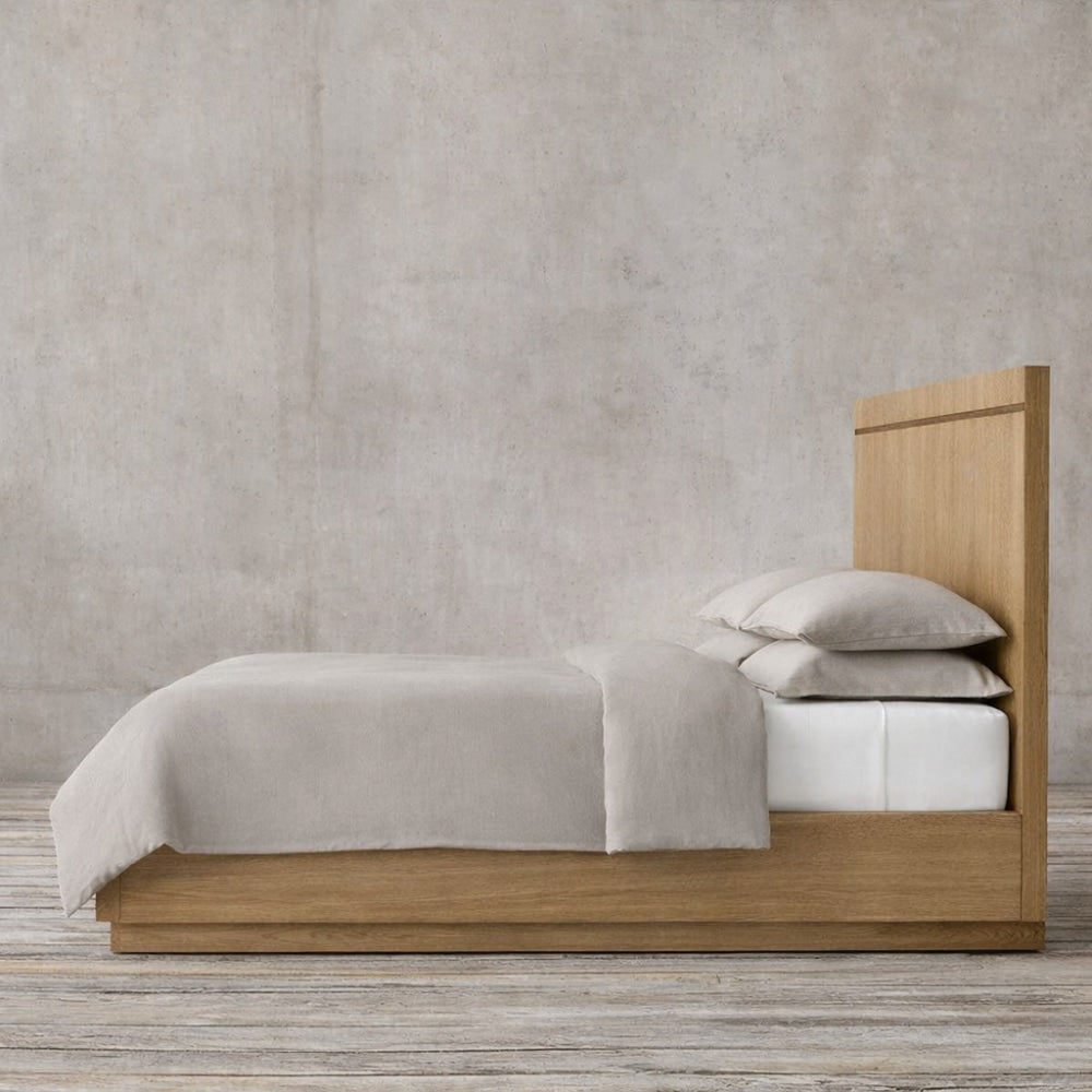 The Skarn Platform Wood Bed | Solid Natural Oak - Beds