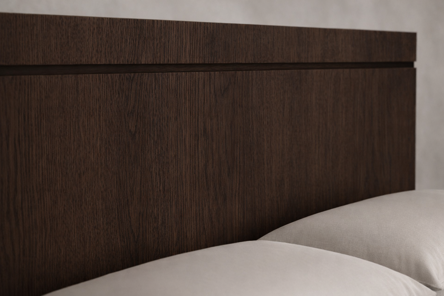The Skarn Platform Wood Bed | Solid Oak Walnut Finish
