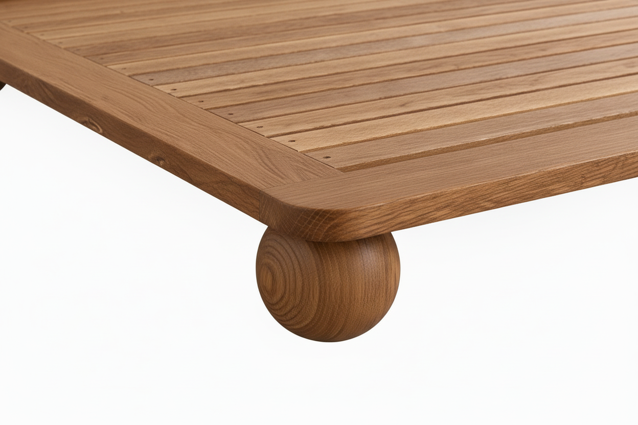 The Sólberg Platform Bed | Solid Natural Oak & Bouclé Upholstered Headboard