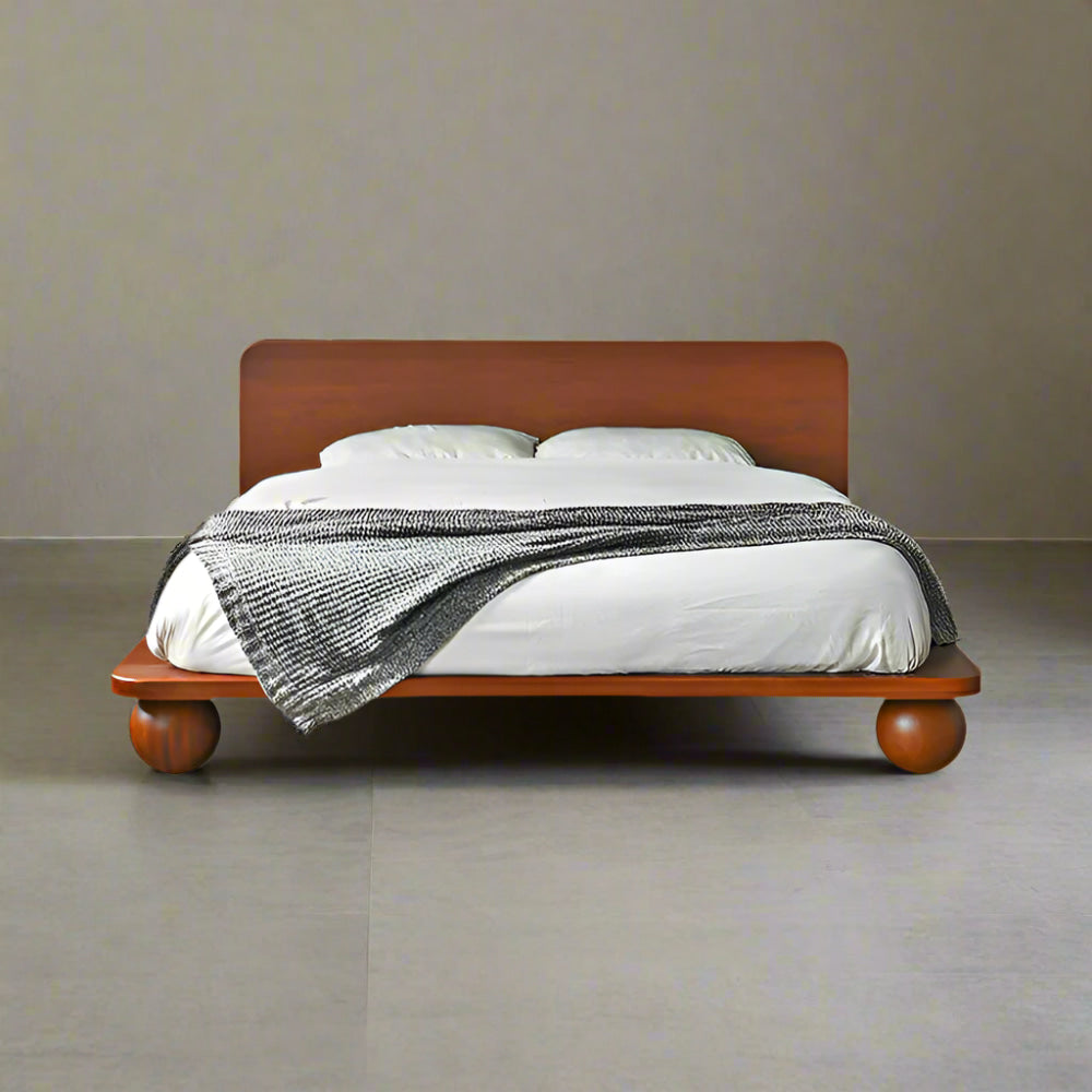 Modern Solid Wood Platform Bed Frame | Japandi Minimalism Bedroom Queen & King Size Beds