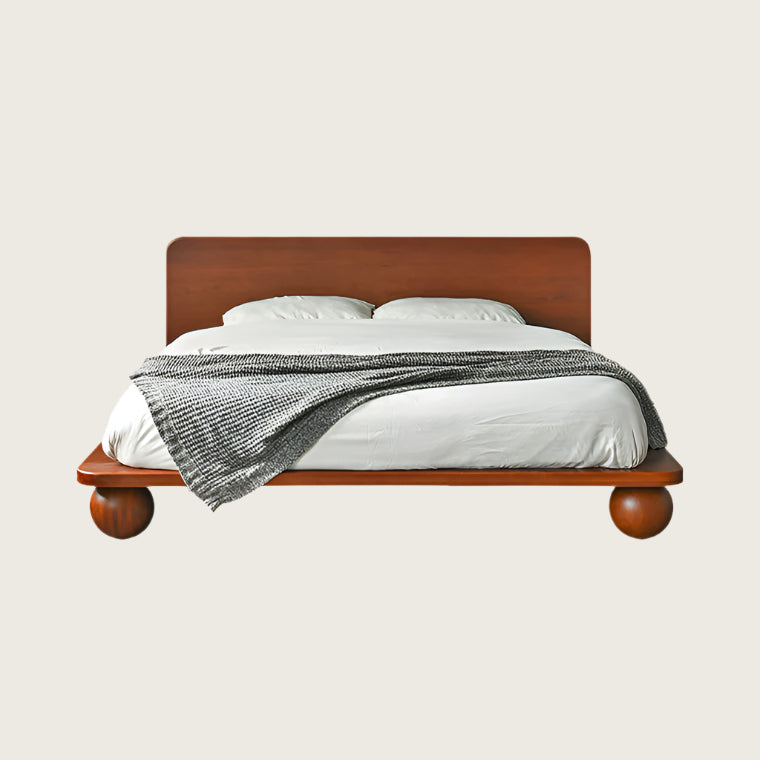 Modern Solid Wood Platform Bed Frame | Japandi Minimalism Bedroom Queen & King Size Beds