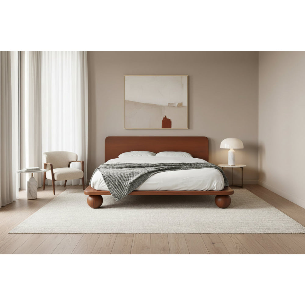 Modern Solid Wood Platform Bed Frame | Japandi Minimalism Bedroom Queen & King Size Beds