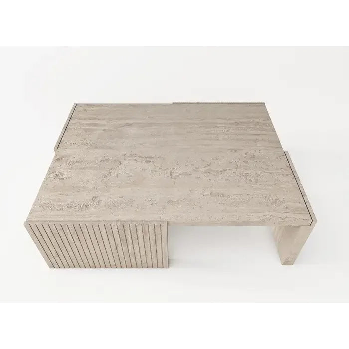 Modern Travertine Coffee Table – Minimalist Living Room Centerpiece