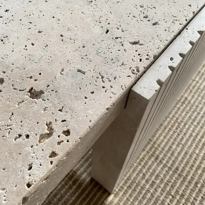 Modern Travertine Coffee Table – Minimalist Living Room Centerpiece